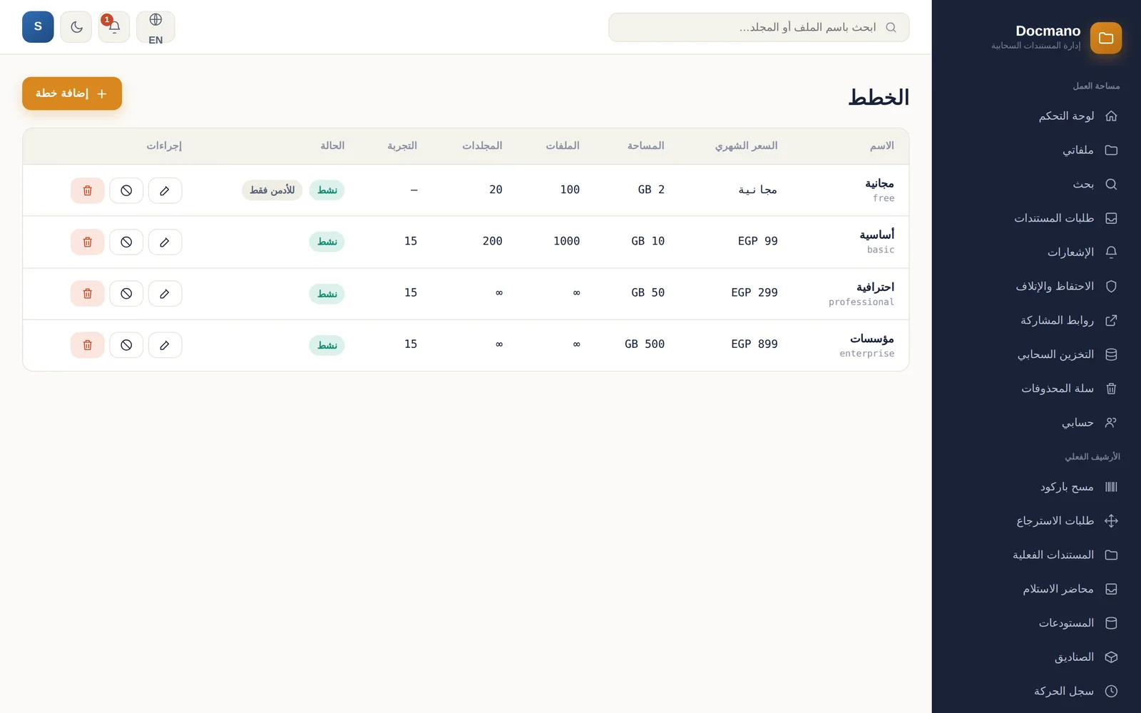 الباقات والفوترة